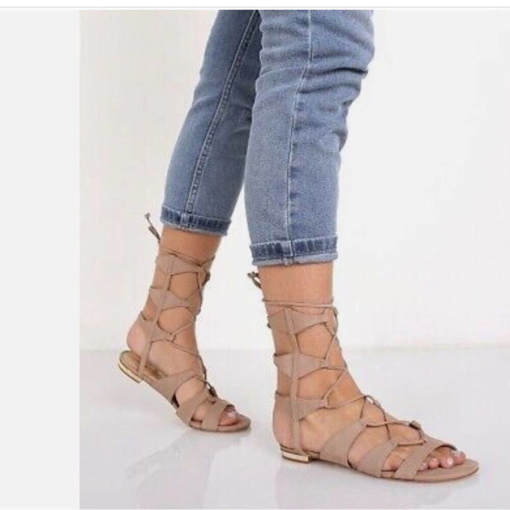 SCHUTZ ERLINA GLADIATOR NUBUCK LEATHER SANDALS SIZE 9.5B